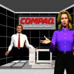 Talking to a representative at the Compaq trade show booth